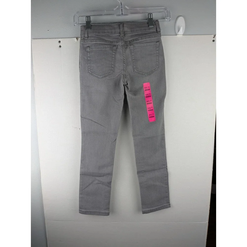The Childrens Place Girls Super Skinny Jeans Gray Stretch Denim Size 6X 7 NWT